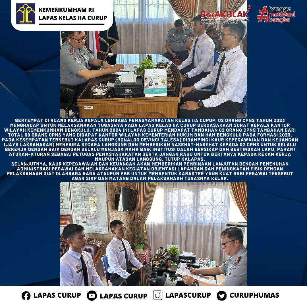 Kalapas beri Penguatan kepada 2 anggota CPNS Angkatan 2023