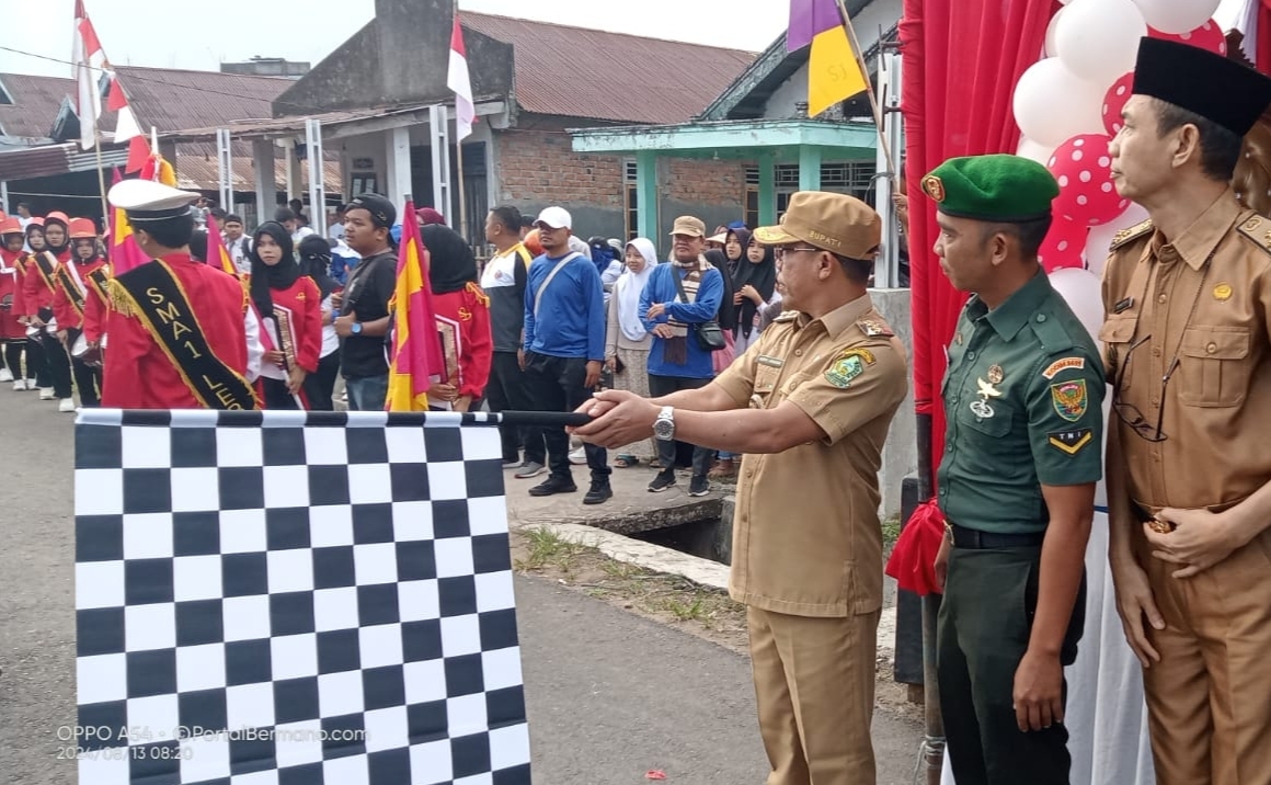 Ratusan Regu Ikuti Lomba Gerak Jalan Meriahkan HUT Ke 79 RI Di Lebong