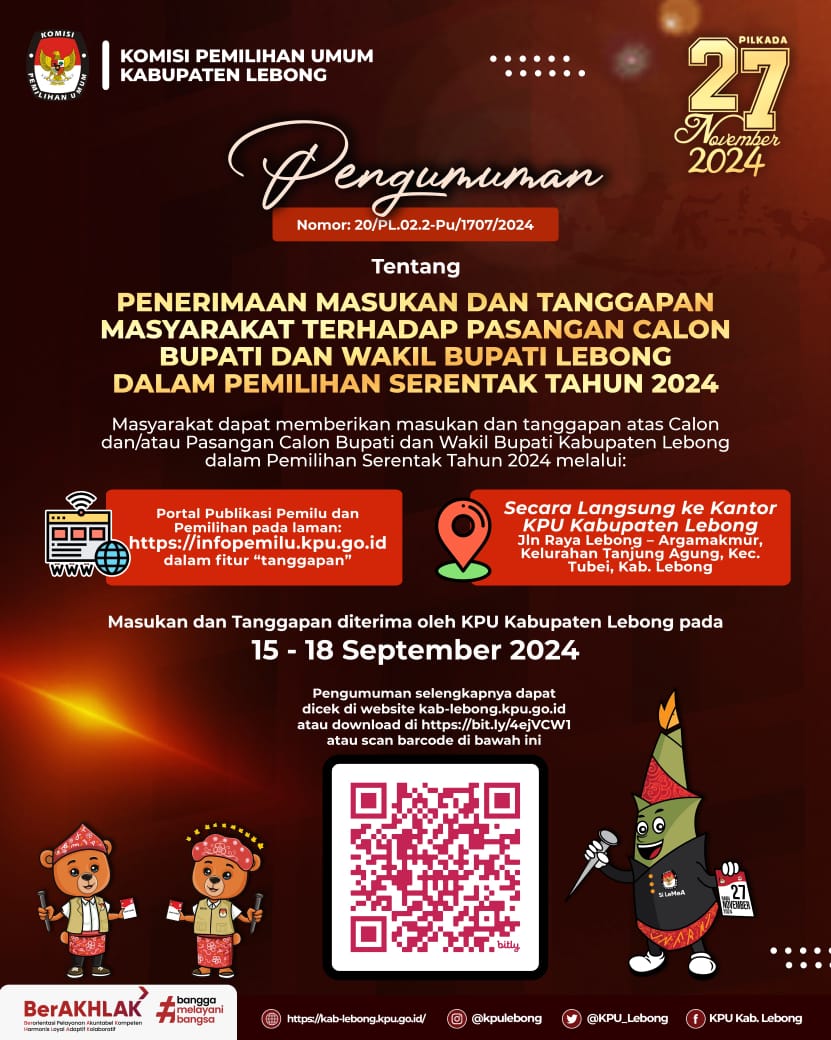 KPUD Lebong Buka Ruang Tanggapan Dan Masukan Terkait Calon Kepala Daerah